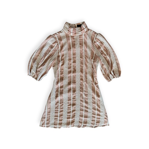 House of Harlow 1960 Striped Mini Dress in Tan and White - Picture 5 of 12